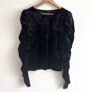 Black Velvet Puff Long Sleeves Top Marc New York Size L Whimsigoth Dark Cottage